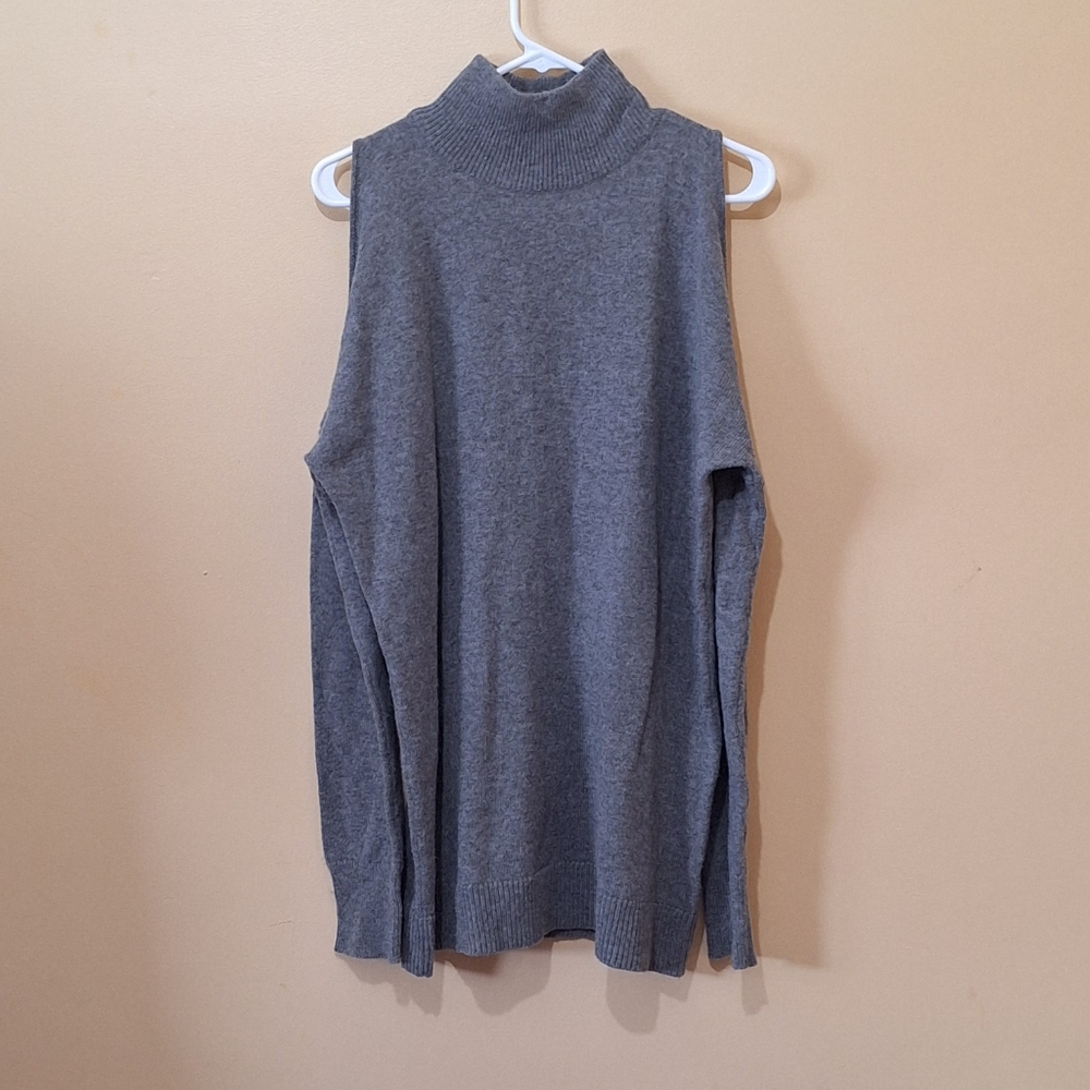 Halogen Gray Cold Shoulder Sweater